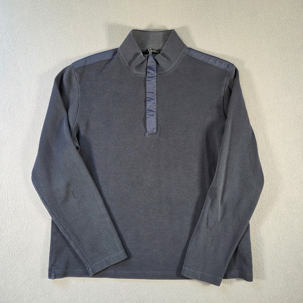 Hugo Boss Sweater Mens XL Blue 1/4 Zip Pullover Cotton Sweatshirt Regular Fit
